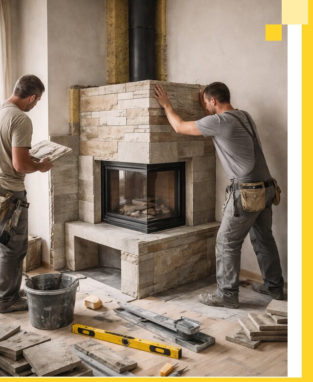 Угловые камины под ключ проект, монтаж и отделка в Улане-Удэ