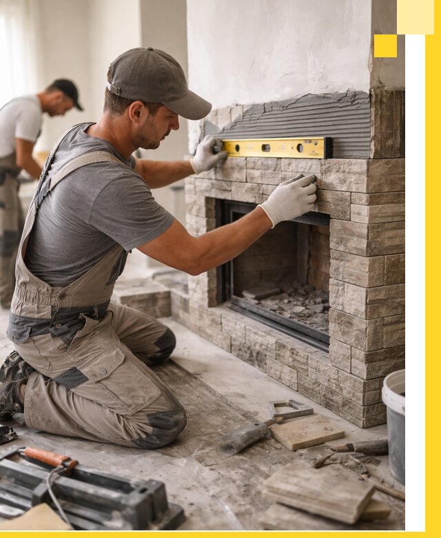 Облицовка каминов в Улане-Удэ, монтаж и отделка натуральным камнем