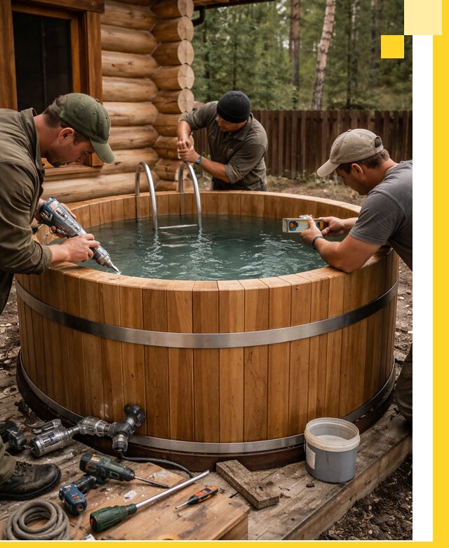 Строительство бань с купелью под ключ и отделкой в Улане-Удэ