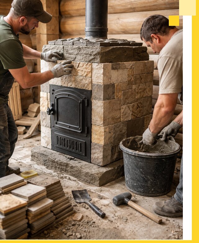 Облицовка банной печи под ключ в Улане-Удэ: камень и плитка